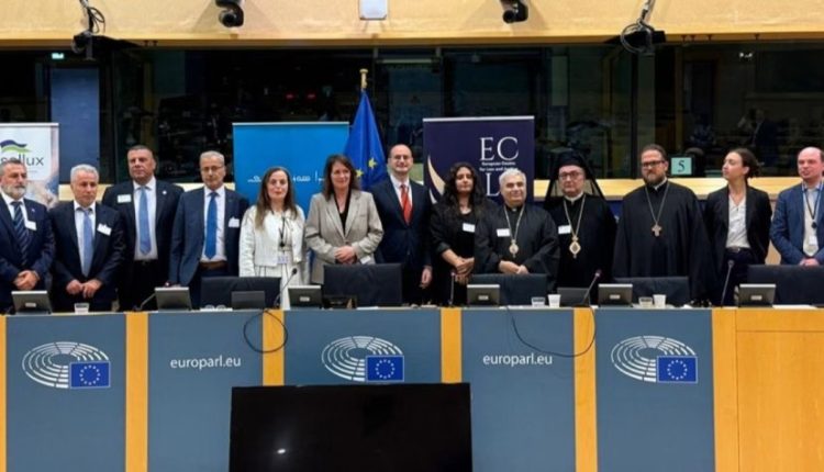 European officials, Church leaders and representatives of Syria’s Christian communities at the European Parliament in Brussels, Belgium, following a conference on the future of Christians in Syria, Sep. 8, 2026. – Syriac Press