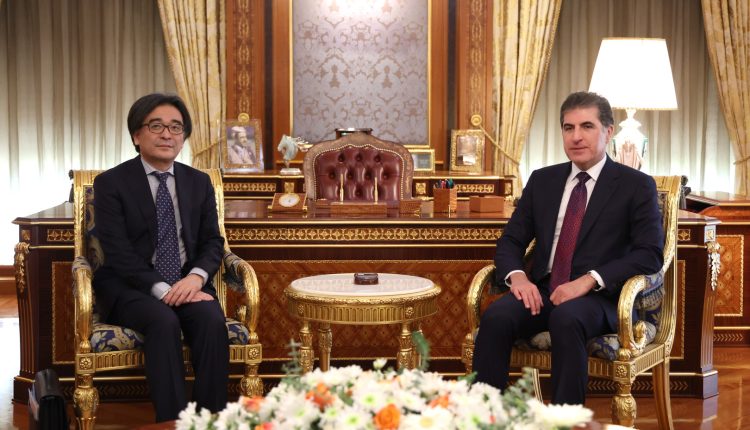 نێچیرڤان بارزانی سەرۆکی هەرێمی کوردستان و ئاکیرا ئیندۆ باڵیۆزی نوێى ژاپۆن لە عێراق - سەرۆکایەتی هەرێمی کوردستان