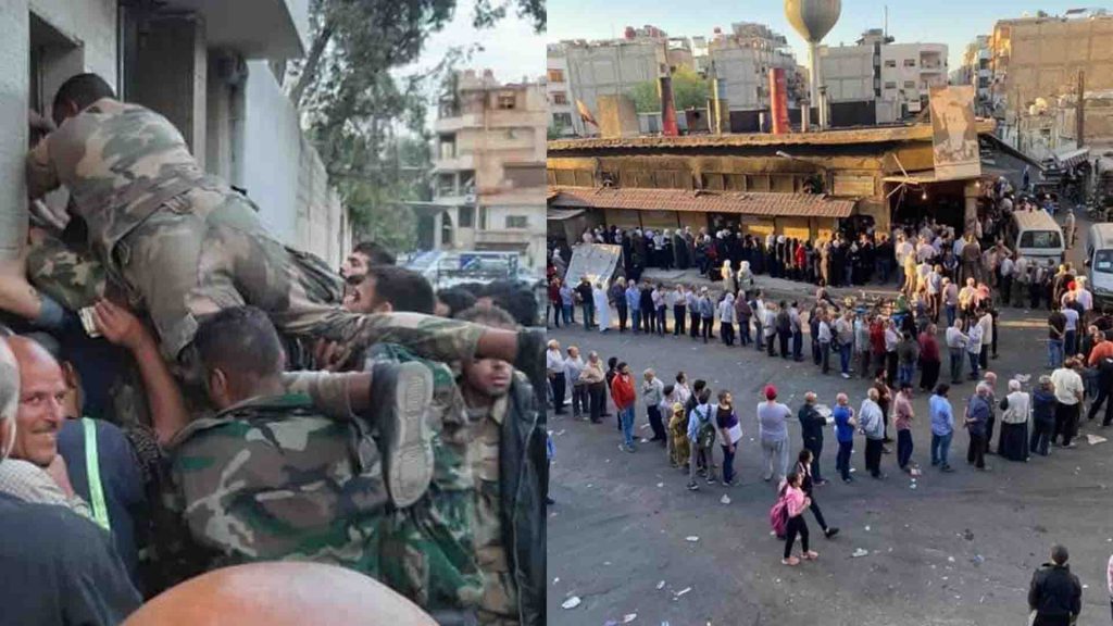 طوابير في دمشق على أفران الخبز وعناصر من الحكومة تعتلي الطابور