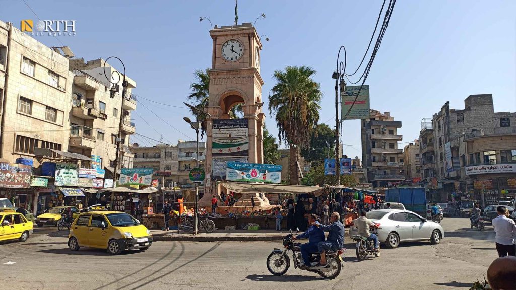 دوار الساعة وسط مدينة إدلب- نورث برس