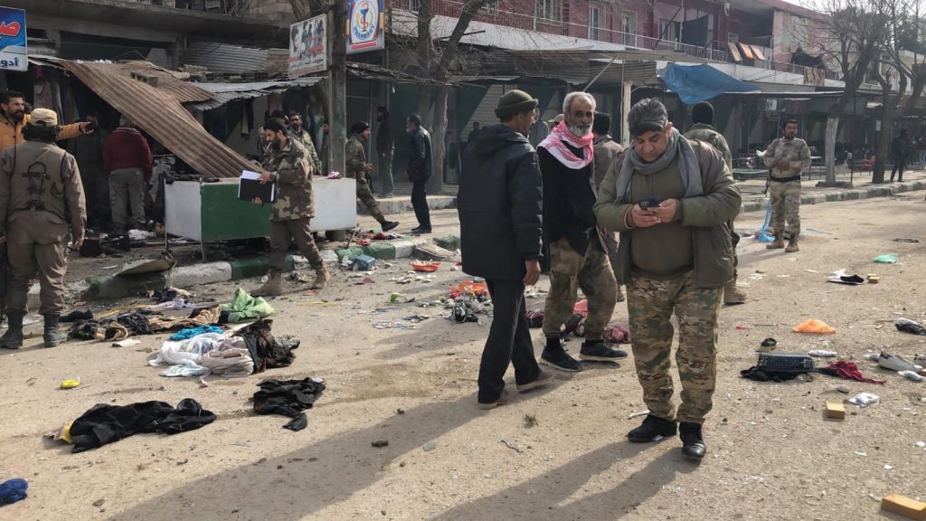 آثار انفجار عبوة ناسفة بمدينة سري كانيه (رأس العين)