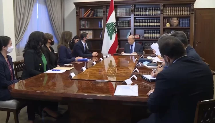 لقاء سابق بين الرئيس اللبناني والوسيط الأميركي لحل قضية الحدود البحرية مع إسرائيل