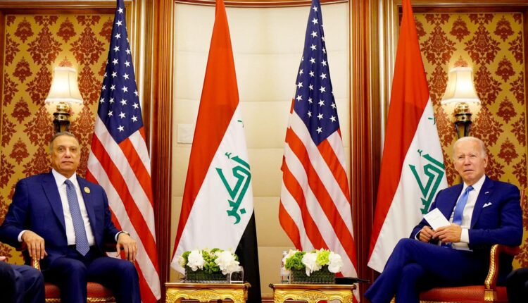 لقاء رئيس مجلس الوزراء العراقي مصطفى الكاظمي برئيس الولايات المتحدة الأميركية جو بايدن على هامش قمة جدة في السعودية- مكتب الكاظمي
