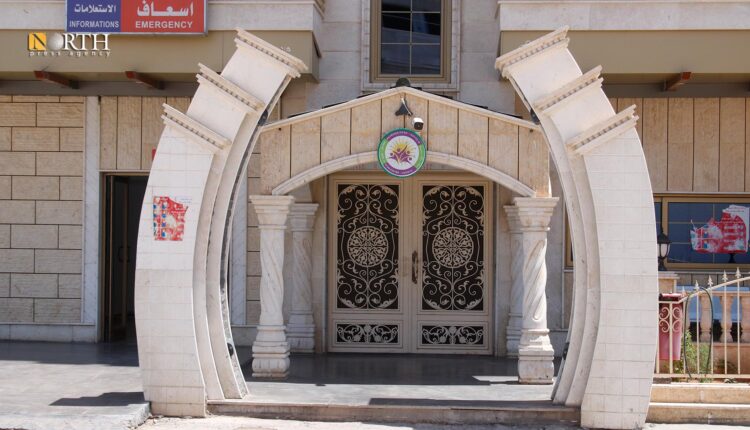 مدخل مشفى كورونا بمدينة القامشلي – نورث برس