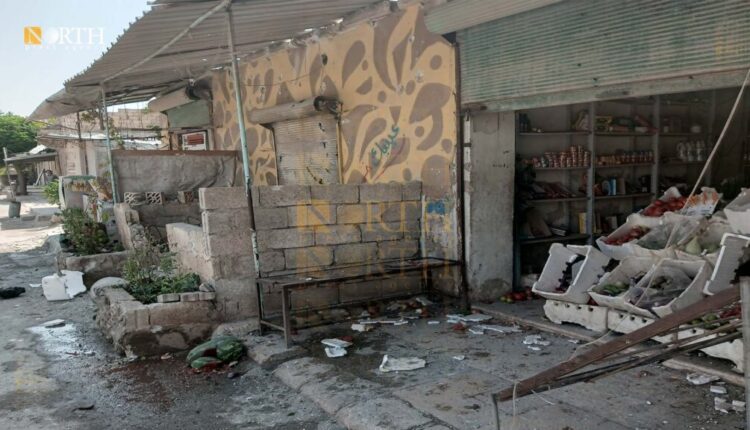 آثار قصف تركي على سوق شعبي في بلدة تل رفعت – أرشيفية/نورث برس