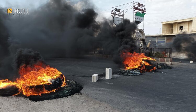 أعزاز – محتجون يشعلون إطارات رفضاً لدخول تحرير الشام – نورث برس