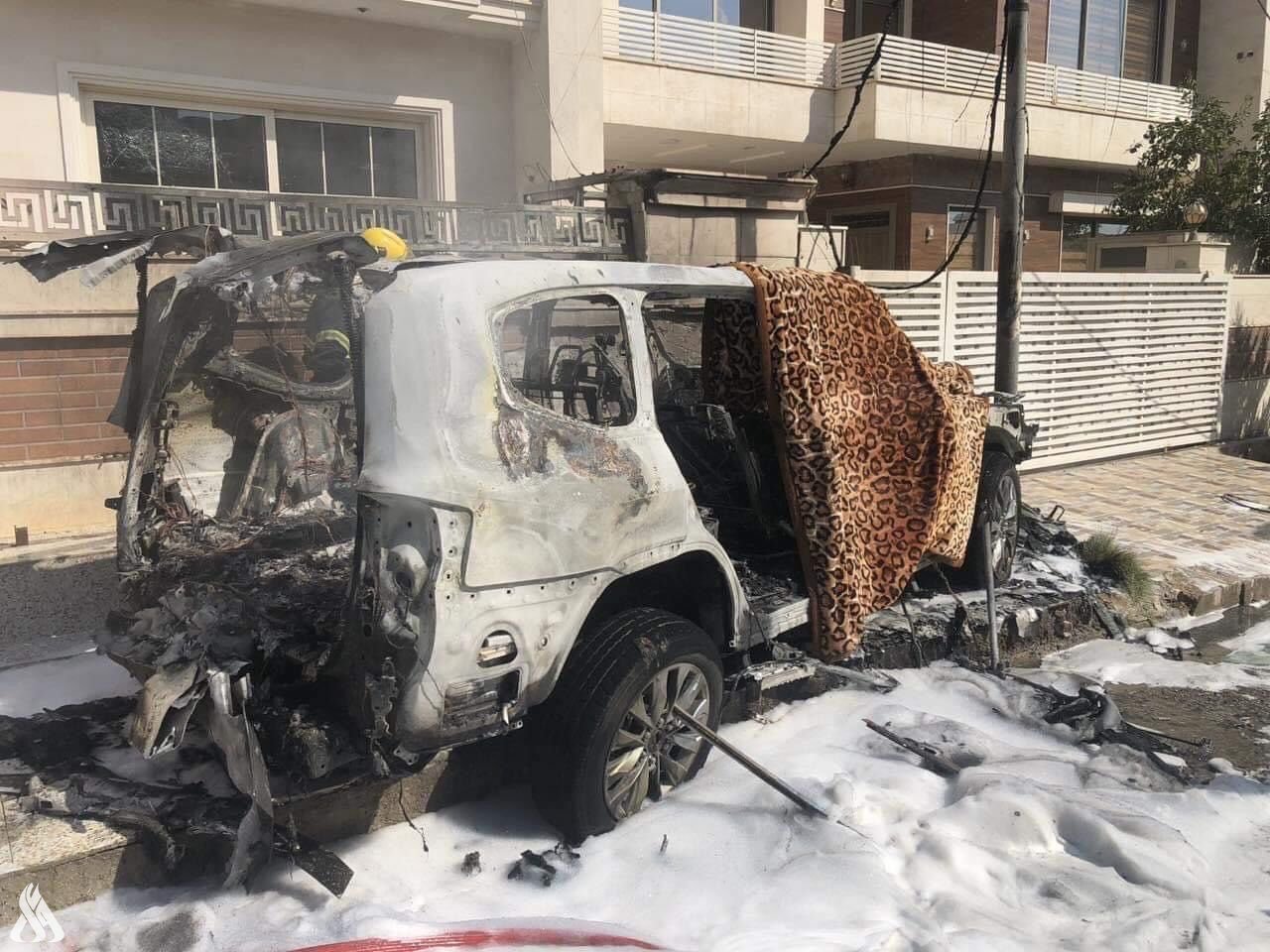 السيارة التي انفجرت في أربيل