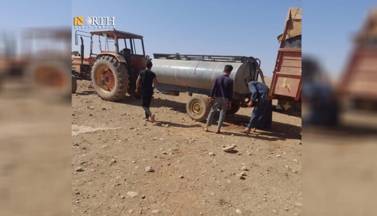 نازحون من قرية كولتب بريف كوباني في العراء نتيجة قصف تركي - نورث برس