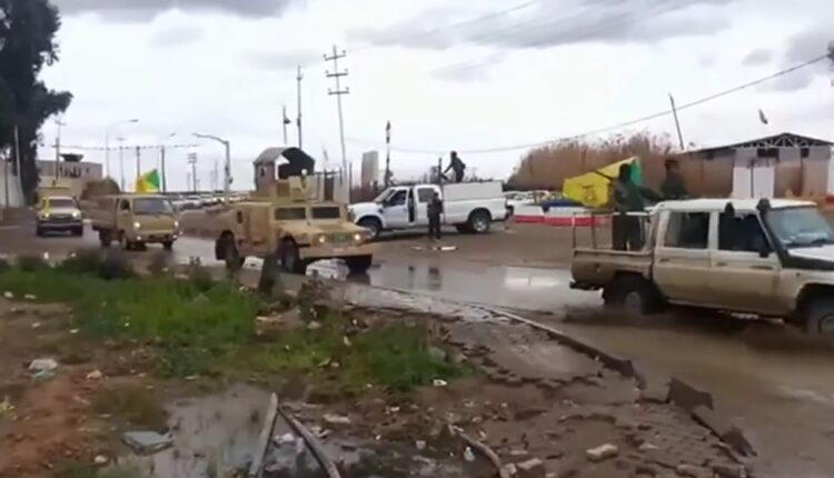 رتل عسكري لفصيل الأبدال يدخل مدينة خان شيخون من المدخل الشرقي– نورث برس