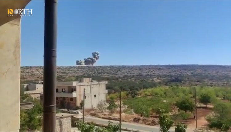 غارة روسية على أطراف بلدة احسم بجبل الزاوية - نورث برس