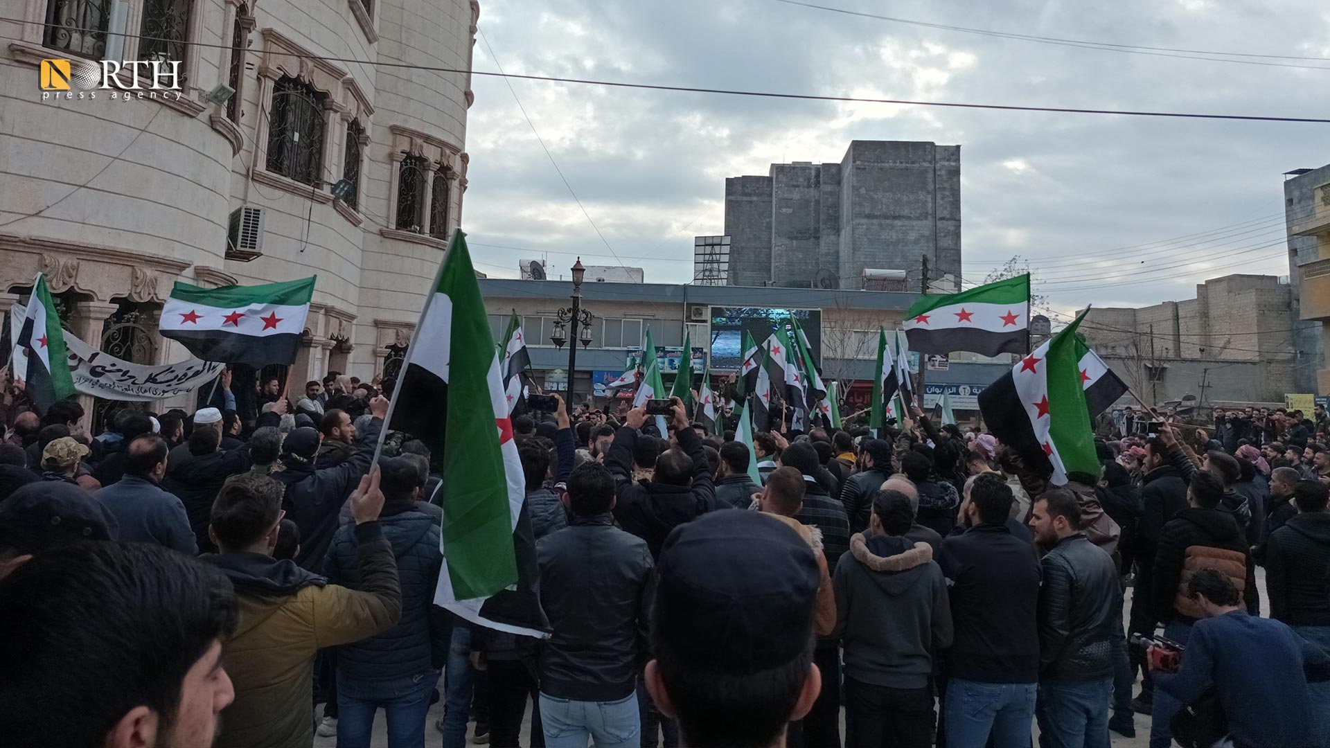 احتجاج في مدينة أعزاز ضد التطبيع التركي مع الحكومة السورية – نورث برس