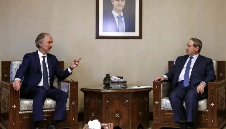 المبعوث الأممي غير بيدرسن في لقاء مع وزير الخارجية السوري فيصل مقداد في دمشق - إنترنت