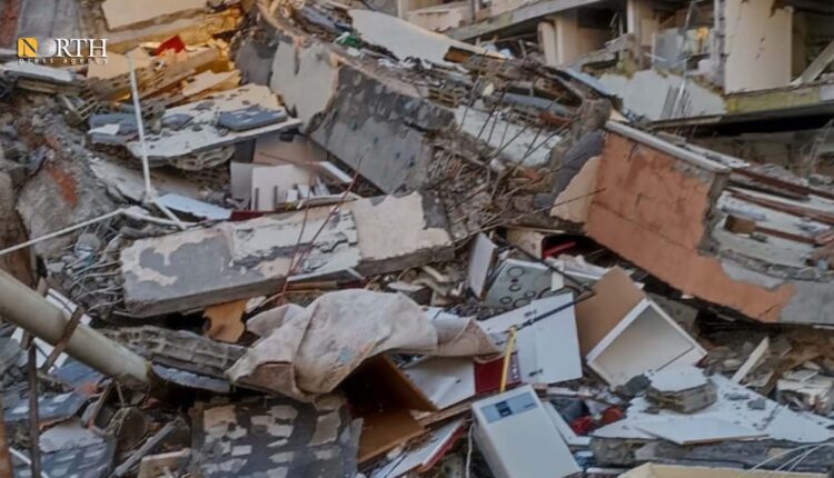 مبنى مدمر جراء الزلزال في أديمان جنوبي تركيا - نورث برس