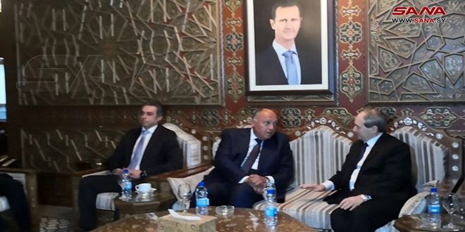 وزير الخارجية السوري برفقة نظيره المصري في دمشق - سانا