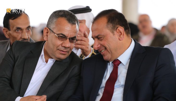 رئيس حزب سوريا المستقبل عبد حامد المهباش مع الرئيس السابق إبراهيم القفطان - نورث برس/ أرشيفية