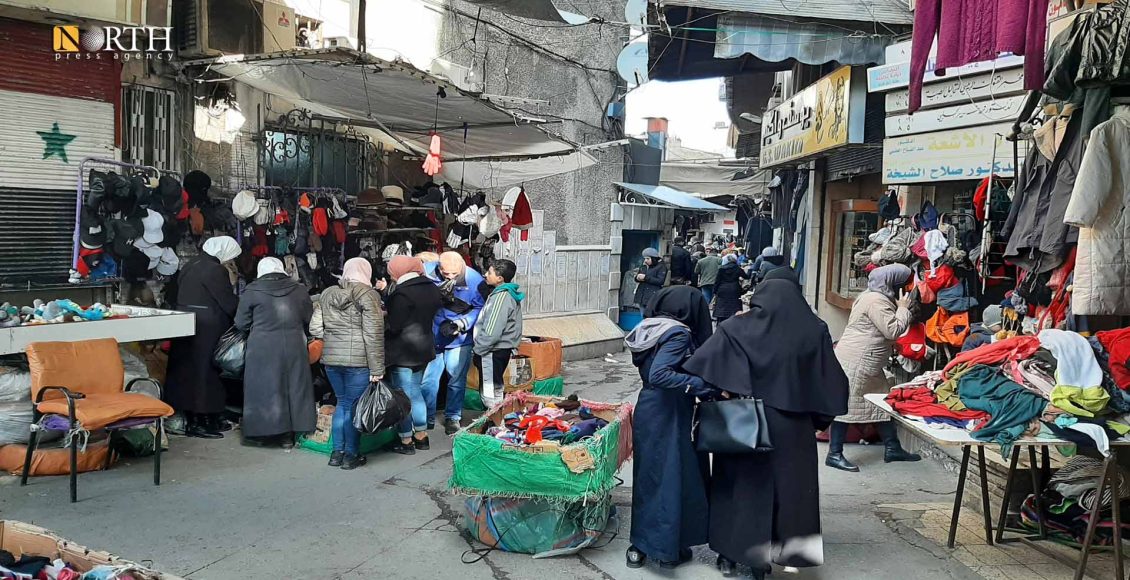 سوق الإطفائية الخاص بالألبسة المستعملة وسط دمشق- نورث برس