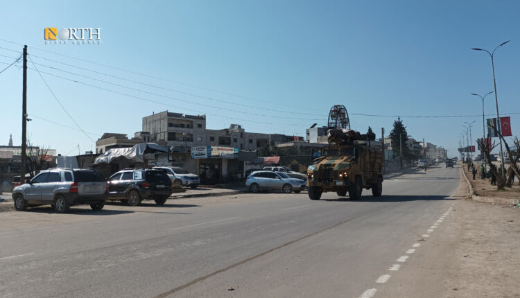 عربة تركية في مدينة أعزاز شمال حلب- نورث برس