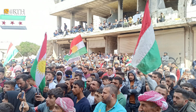 مظاهرات لسكان في جنديرس بعفرين على خلفية مقتل أربعة مديين كُرد – نورث برس