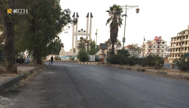 الشارع الرئيسي بالقرب من دوار الباسل في السويداء ـ نورث برس