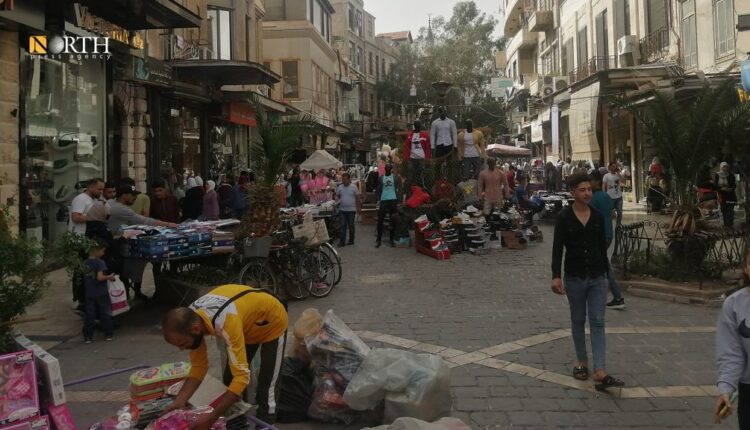 حركة شبه معدومة في أحد أسواق دمشق ـ نورث برس