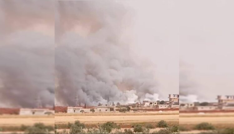 حريق بقرية كفر نوران غرب حلب - متداول