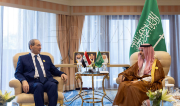 لقاء وزير الخارجية السوري فيصل المقداد ونظيره السعودي فيصل بن فرحان بجدة الشهر الفائت