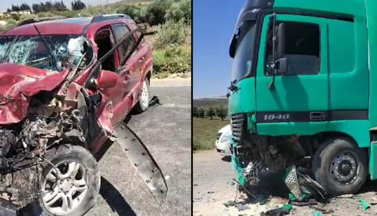 الشاحنة والسيارة اللتين تعرضتا للحادث المروري - متداول