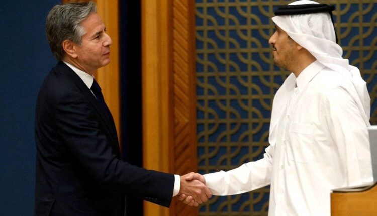 رئيس الوزراء القطري محمد بن عبد الرحمن آل ثاني ووزير الخارجية الأميركي أنتوني بلينكن - أ ف ب