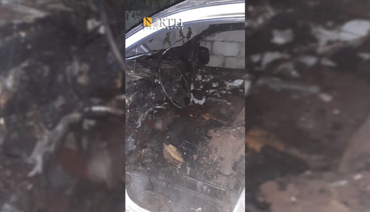 سيارة مسؤول محلي بعد إحراقها بدير الزور – نورث برس