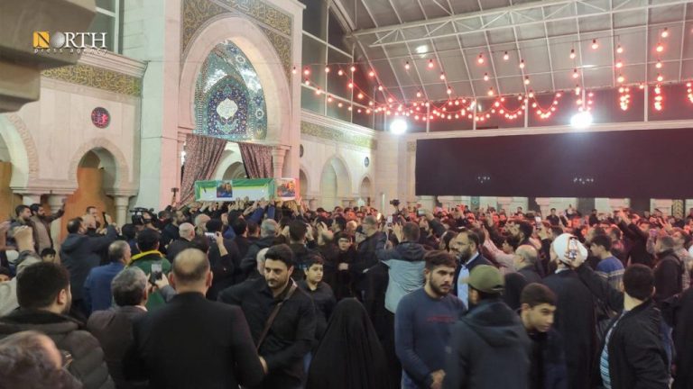 جانب من مراسم تشييع رضي موسوي يوم أمس في دمشق- نورث برس