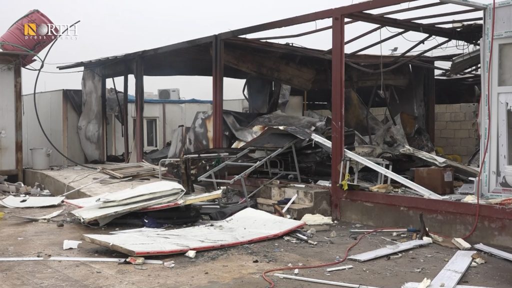 أثار الدمار الذي طال مركز مشته نور الطبي في كوباني جراء القصف التركي- نورث برس