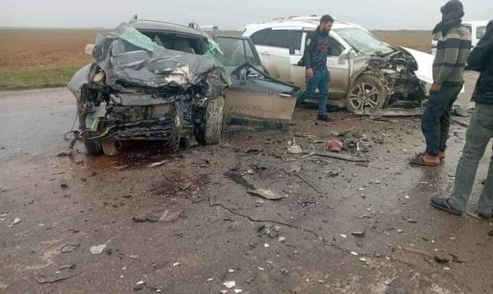 حادث سير على طريق القامشلي - الحسكة