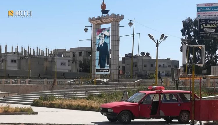 ساحة تشرين في مدينة درعا والتي تُعرف كمربع أمني للقوات الحكومية - نورث برس/ أرشيفية