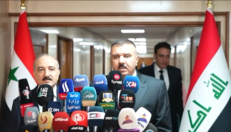 مؤتمر صحفي مشترك لوزيرا الداخلية السوري والعراقي في مقر وزارة الداخلية العراقية ببغداد