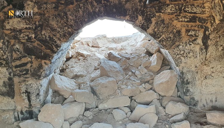 صورة تظهر حريق وتخريب في مزار "منان" الإيزيدي بريف عفرين - نورث برس