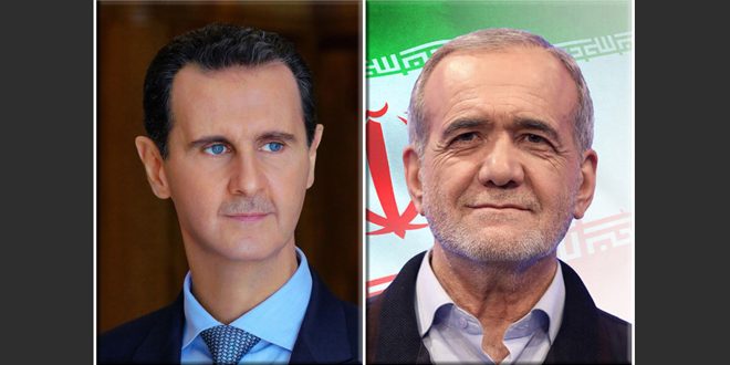 بشار الاسد ومسعود بزشكيان – سانا