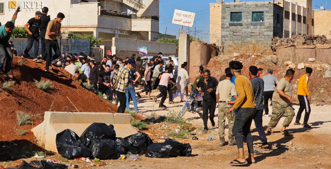 متظاهرون سوريون يهاجمون نقطة عسكرية تركية بريف حلب - نورث برس