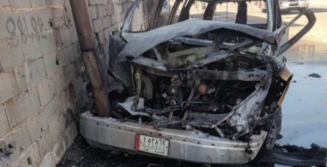 سيارة تعرضت لقصف إسرائيلي في المنطقة الصناعية بحمص - جريدة "الوطن"