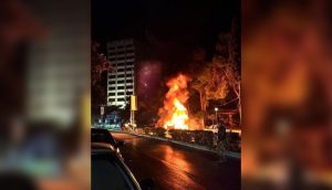 اندلاع نيران عقب القصف الإسرائيلي على دمشق - تواصل اجتماعي