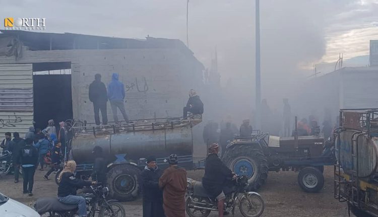 حريق في طاحونة بمدينة هجين في ريف دير الزور الشرقي - نورث برس