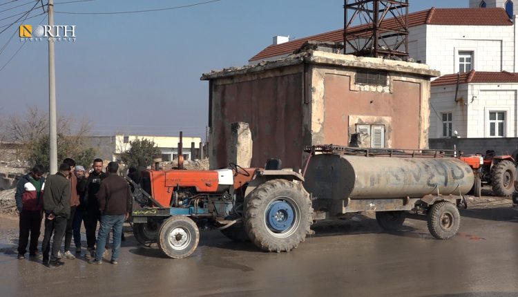صهريج لتوزيع مياه الشرب في كوباني بعد خروج محطات الضخ عن الخدمة - نورث برس