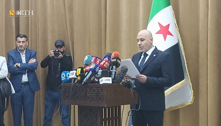 جانب من المؤتمر الصحفي للجنة التحقيق وتقصي الحقائق في الساحل السوري - نورث برس