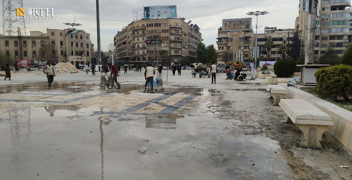 بدء أعمال تغير شكل ساحة سعد الله الجابري وسط حلب - نورث برس
