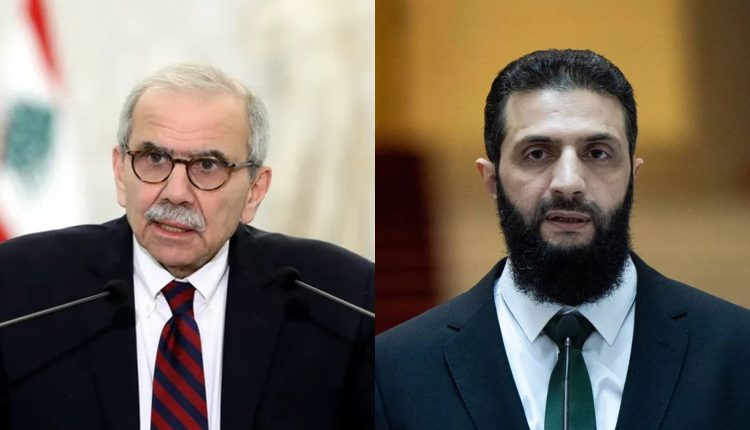 الرئيس السوري للمرحلة الانتقالية أحمد الشرع ورئيس الحكومة اللبنانية نواف سلام