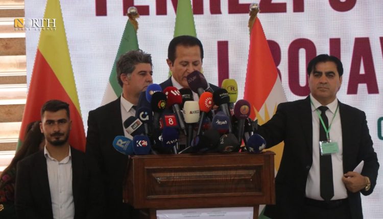 حميد دربندي مسؤول العلاقات العامة في رئاسة إقليم كردستان العراق يقرأ رسالة الزعيم مسعود برزاني - نورث برس