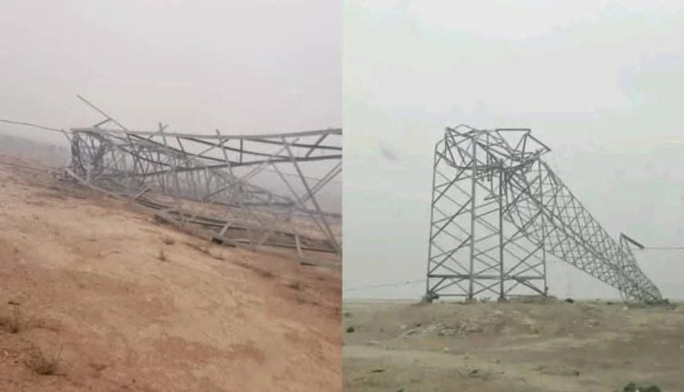 سقوط أبراج بالحسكة نتيجة العاصفة الغبارية