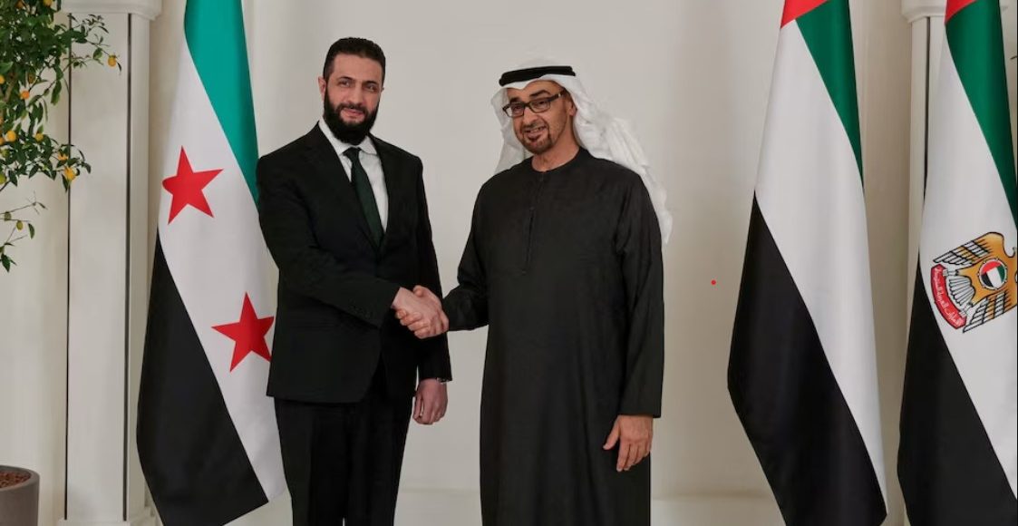 لقاء الرئيس السوري أحمد الشرع ورئيس دولة الإمارات العربية المتحدة الشيخ محمد بن زايد آل نهيان في أبو ظبي - رويترز
