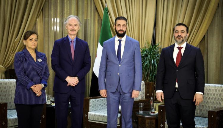 لقاء بيدرسون بالرئيس الشرع ووزير الخارجية أسعد الشيباني
