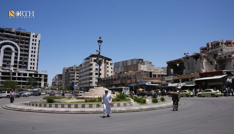دوار الساعة الجديدة وسط مدينة حمص - نورث برس