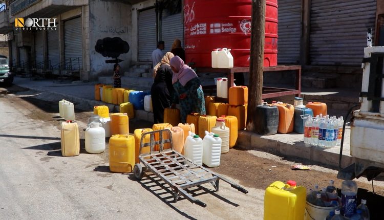 سكان في الحسكة ينقلون المياه بالغالونات إلى منازلهم - نورث برس